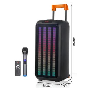 Large outdoor speaker with built-in lithium battery, 2 knobs, Bluetooth, TF card and display