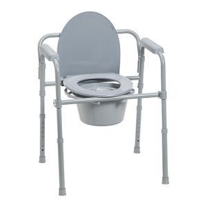 Bliss Medical Adjustable Height Folding Steel 350 Lbs Portable Toilet Bedside Commode Chair with Bucket