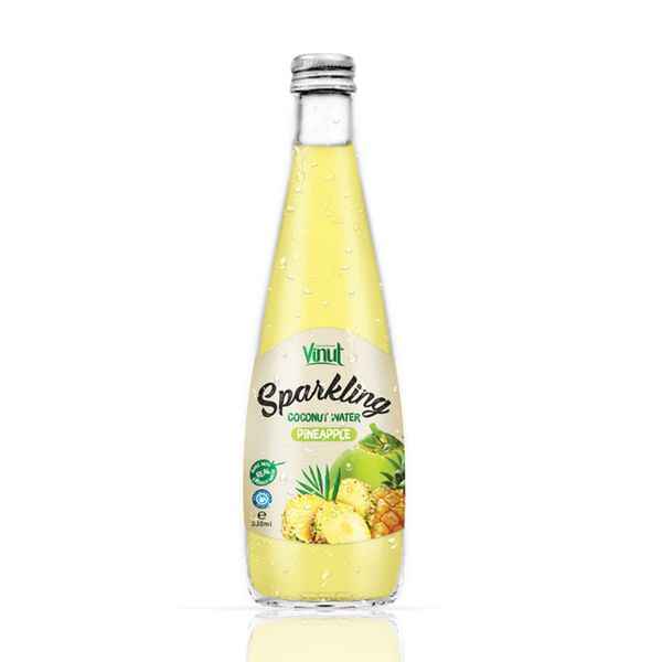 330ml Glass Bottle Real Sparkling Coconut Water with Pineapple Juice Puree Bulk Packaging