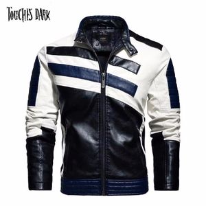 Autumn And Winter Men'S Biker Leather Motorcycles Race Jacket Patchwork Colour Pu Jacket For Men