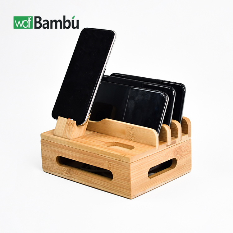WDF Factory Wholesale charging station universal charger docking station phone organizer bamboo charging station