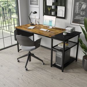 Modern Metal Design Rectangle Office Desk with Storage Shelves for Computer Writing and Study Furniture