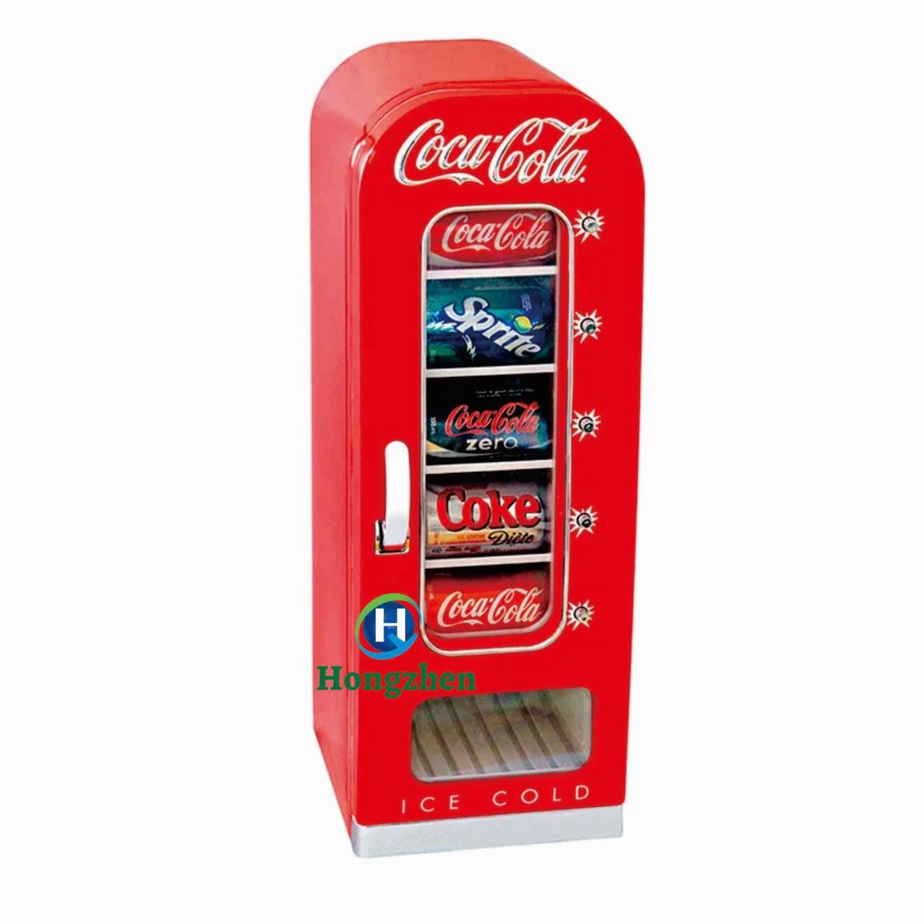 Jiangmen Hongzhen Trading Co., Ltd. Tabletop Mini Cooling Refrigerator dispenser vending machine for cold drinks and cans