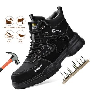GUYISA functional welder protective wear working safety shoes breathable industrial leather steel toe safety boots for men