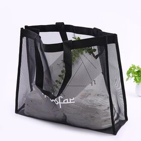 Women Mesh Handbag Fashion Ladies Foldable Reusable Daily Use Beach Bag Designer Luxury Shopping Shoulder Bags