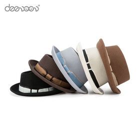 Linglong Custom Logo Winter Outdoor Luxury Fashion Australian Wool Pork Pie Fedora Hats Chapeau Wholesale Felt Hats For Women