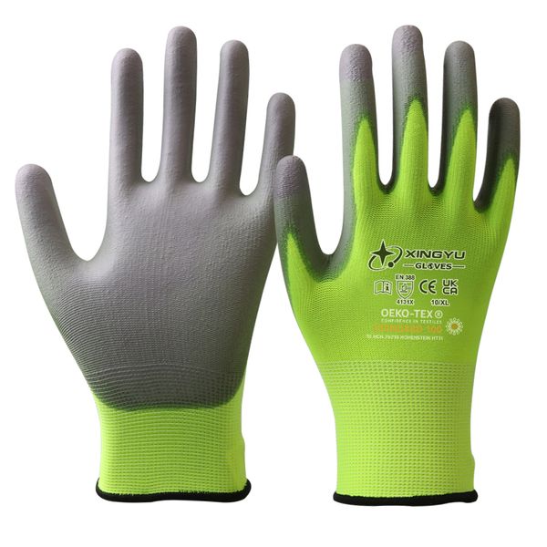 XINGYU CE 13GPU coated waterproof gloves, garden safety PU coated protective equipment, work gloves