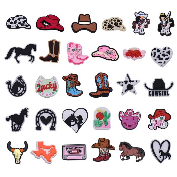 Shoe Charms Cowboy Cowgirl Summer Clogs Accessories Kids Birthday Gifts Party Favor PVC Rubber Shoe Decorations Shoe Charms