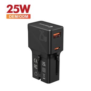 Wontravel Dual USB Super Fast Wall Adapter Usb A C Travel Charger 25W Quick Charger PD QC MIni Universal Travel Adapter