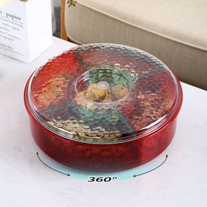 PET candy nuts serving dishes 5 dividers party 360 degree rotating snack serving tray food storage container for dried fruits