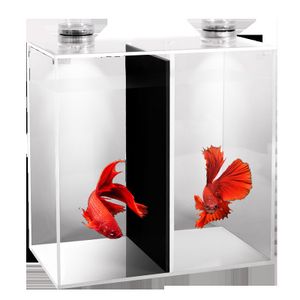 High quality aquarium tank office desktop double betta acrylic cylinder fish tank small perfect square