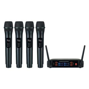XYEIF-007 hot sale 4 channel wireless singing handheld microphone family karaoke UHF KTV