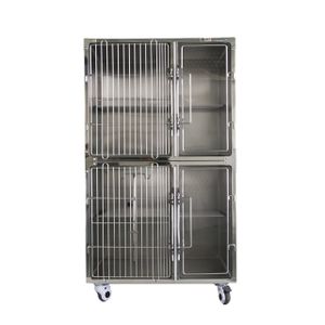 304 Stainless Steel Veterinary Clinic Equipment Luxury Hospitalization cage Cat Cage with Individual Washroom