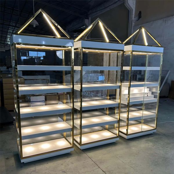 High End Retail Store Glass Led Furniture Tobacco Display Rack Showcase Displays Cabinet With Led Lights For Smoke Shop