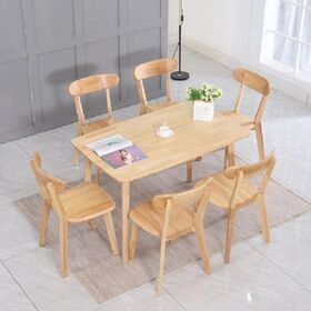 Leg Wooden Dining Table, Solid Hardwood Space Saving Kitchen Table (Natural Oak)