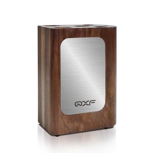 QXF Eco Friendly Kitchen Knife Stand Wooden Knife Holder 6 Slots Knives Block with Anti-slip Pads