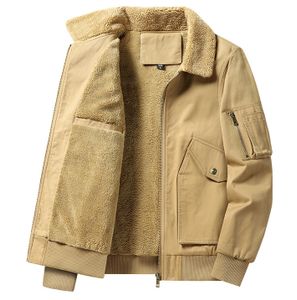 Men's winter fleece warm coat cotton lapel casual cargo jacket outdoor working trucker jacket