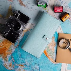 Personalized travel wallet leather organizer, light blue leather travel wallet, passport holder with engraved name