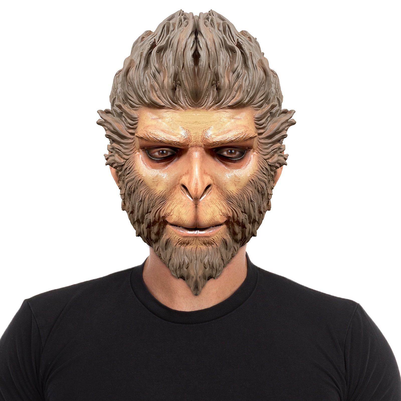 Shanghai Zhongke Shenjiang Electric Vehicle Co., Ltd. Wukong staff halloween mask black myth sun wukong figure costume toy latex mask monkey king mask