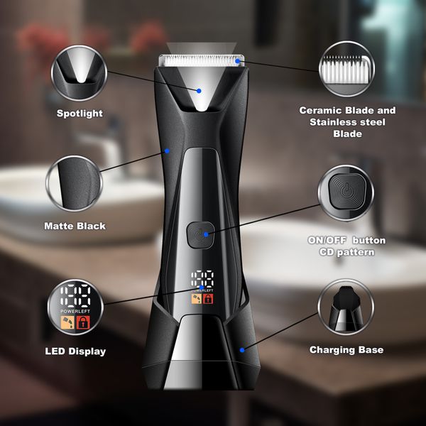 Intelligent body trimmer digital full body hair removal waterproof men's electric hair removal device private body hair clipper