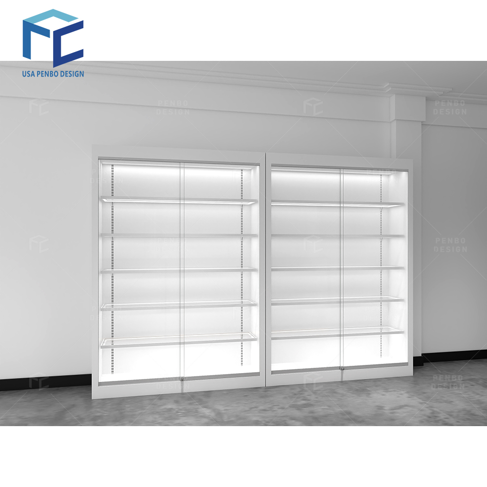 LOCAL USA Modern Glass Showcase for Smoke Shop Tobacco Wall Display Cabinet for Business