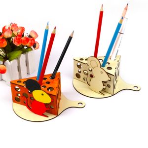 High quality DIY Pen Holder Wooden Puzzle Pen Pencil Holder Puzzle Decorative Pencil Holder Customizable Pattern