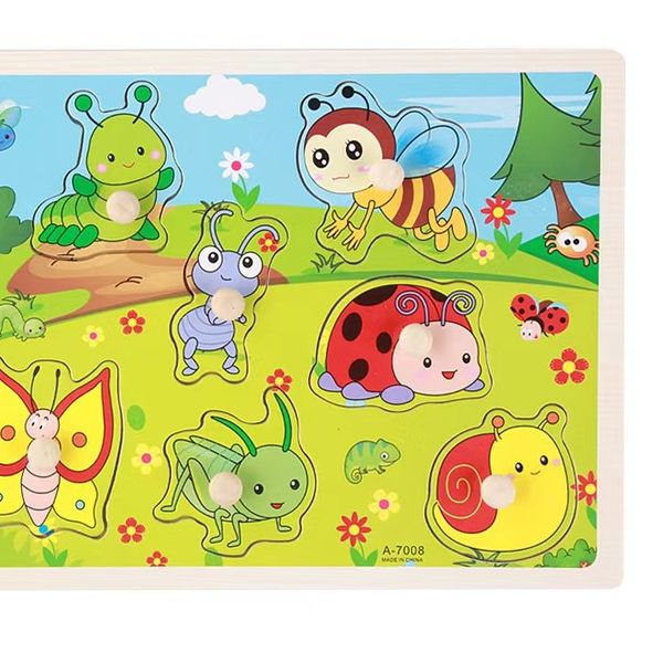 Kids 3D Puzzle Wooden Toys Colorful Shape Cognition Wood Puzzle Children Early Learning Educational Montessori Toys