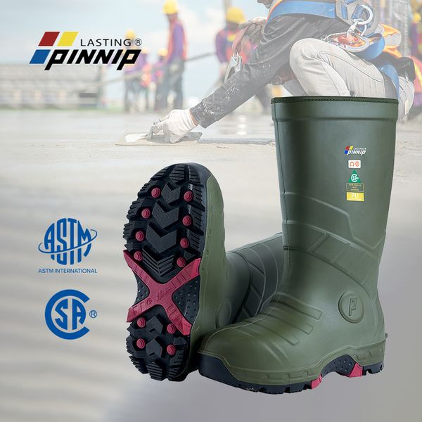 PINNIP construction work boots rubber boots CSA mens safety steel toe industrial boots