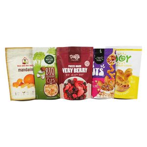 Custom Printed Food Packaging Bag Ziplock Kraft Paper Stand Up Pouch With Zipper And Window