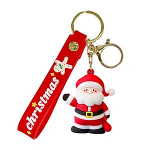 Wholesale Cute Cartoon Doll Figure Exquisite Santa Claus Pendant Soft PVC Key Chain Rubber Keyring For Gift