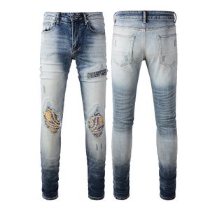 AIPA Dropshipping Ripped Distressed Leather Star Patch Designer Mens Denim Jeans