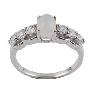 Professional fine jewelry solid 925 sterling silver white moonstone CZ gemstone ring for women wedding gift jewelry