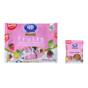 Amos OEM/ODM Wholesale Halal Hot Sell Sweet Fruit Flavour Gummy Mix Fruit Candy