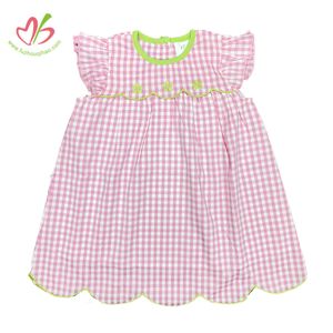 Wholesale Custom Girl Dress Embroidery Flower Baby Children Cotton Woven Dress Spring Dress