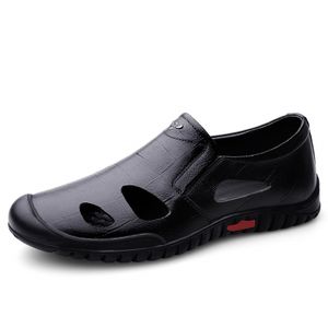 Men's Sandals Loafers Flats Outside walking Beach Shoes Sport Leather Slip On Low-top Summer Breathable Air Hole Closed-toe