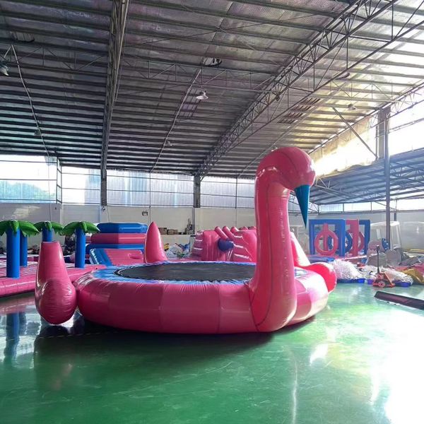 Cheap Price flamingo water trampolines Floating Sports Inflatable water park trampoline inflatable flamingo sea water trampoline
