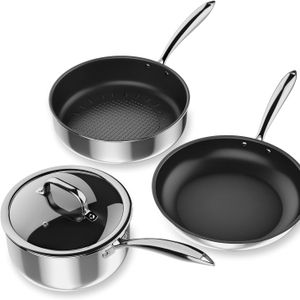 Rofee Luxury 4piece Stainless Steel cookware sets Cooking Pan Set Forged Non-stick Kitchen Ware Cookware Set With Glass Lid