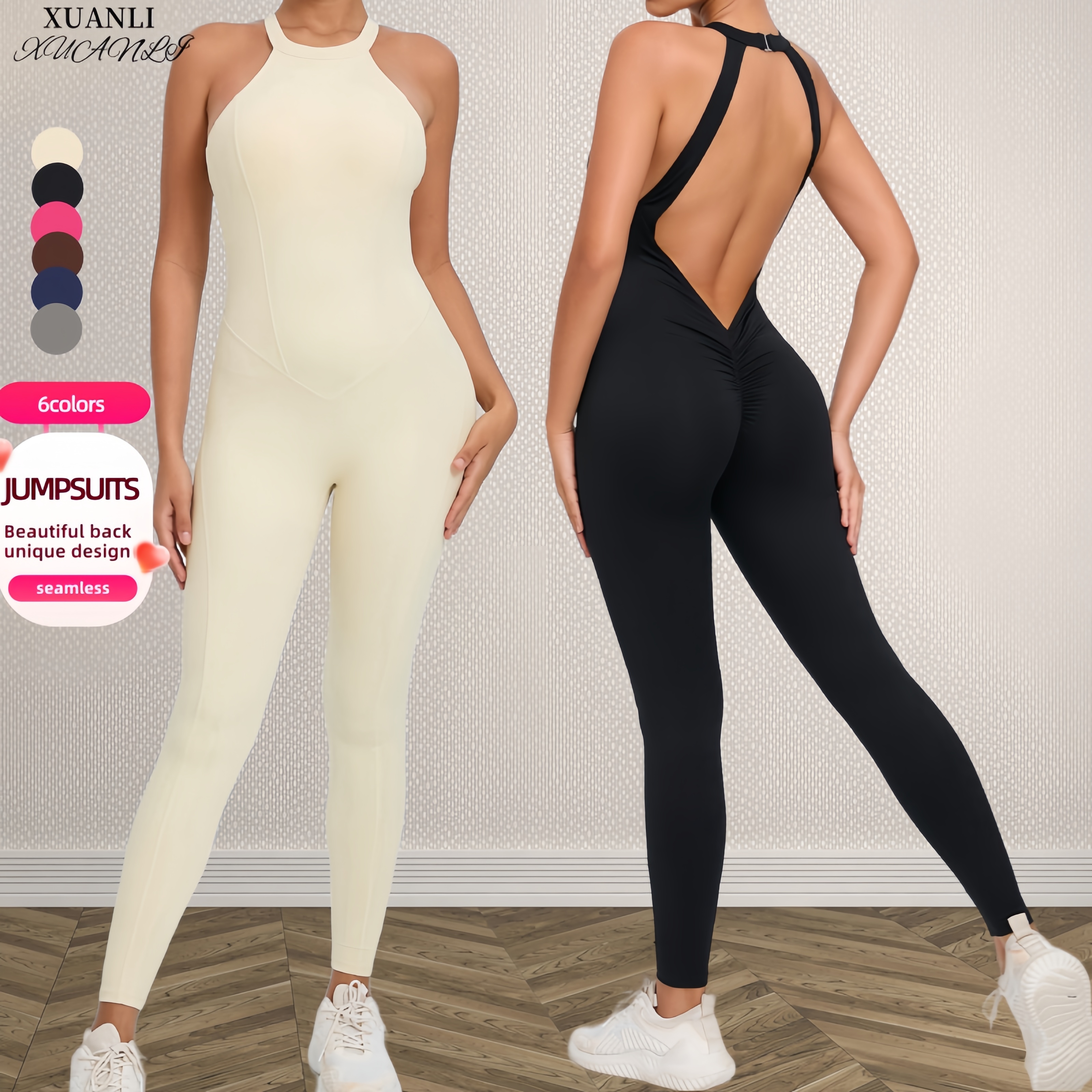 YL096 Back Buckle Yoga Jumpsuit Women Peach Buttocks Exposed Back Sports Quick Drying Work out Gym Fitness Yoga Suit Female