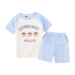 Summer Cool Style Baby Girl Boy Clothes Set Floral Print Short Sleeve Kids Baby Clothing Suit