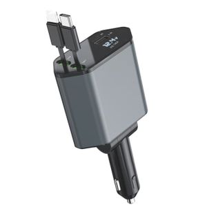 Universal Retractable 4 in 1 car charger station dock Support 120W type C charging USB for Smart Watch/Earphone