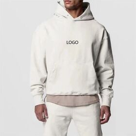 Men's french terry drop shoulder hoodies custom puff printed oversize pullover hooded sweatshirts heavy weight hoodie for men