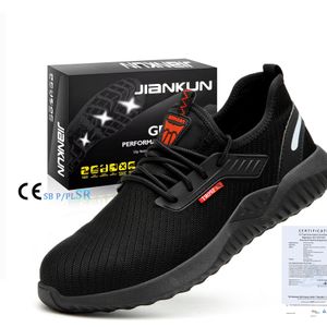 JIANKUN Men's Work Shoes Breathable Safety Shoes Steel Toe Anti-Smash Anti-Puncture Synthetic upper CE & ASTM Certified
