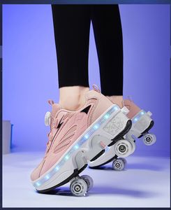 New design Skate With Wheels Led Luminous Deformation Roller Shoes for wholesales wholesale shoes
