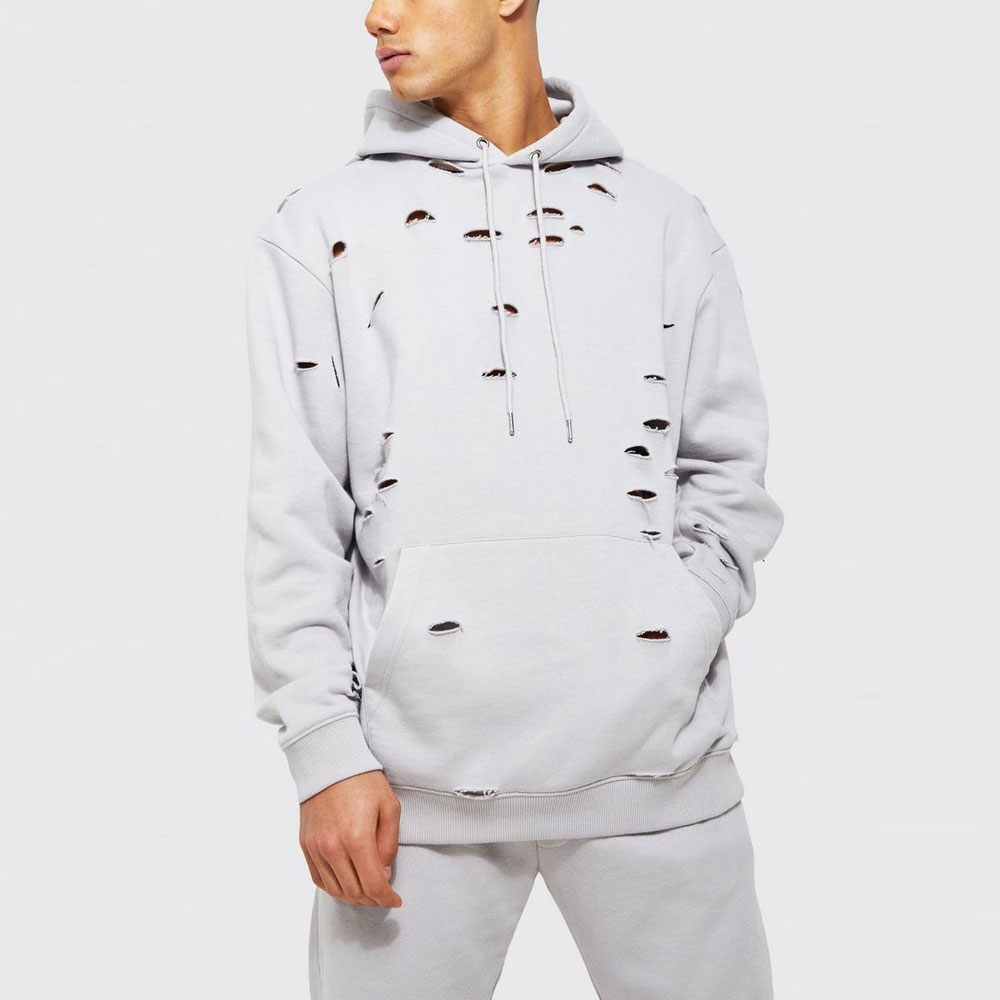 KIRSA INDUSTRY Custom Manufacturers Distressed Men's Hoodies High Quality Pullover Cotton Fleece Distressed Men's Hoodies