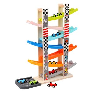 COMMIKI Glide rail car seven level slide parking racing game 6 months baby sensory toys stem seven level slide toy