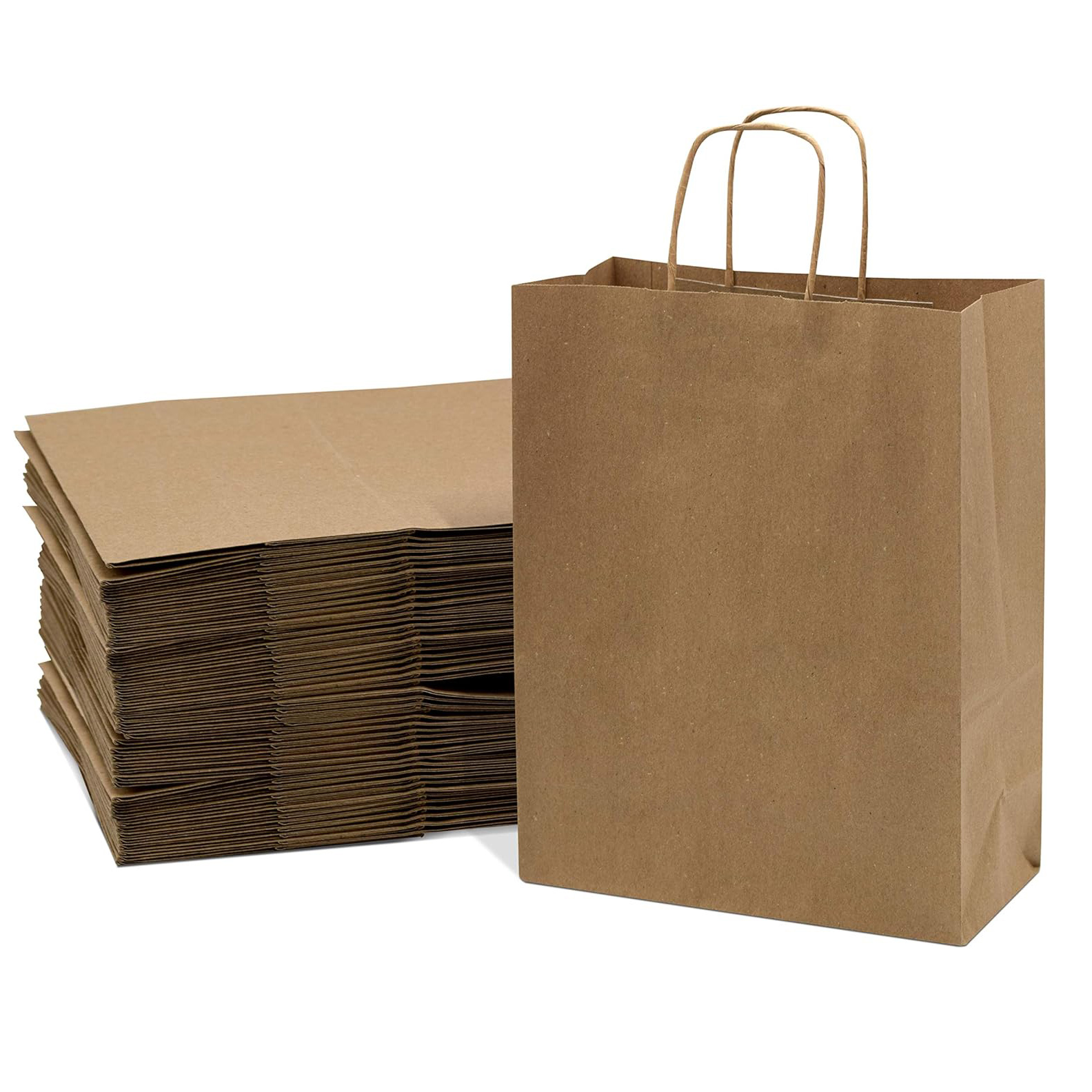 Wholesale Diy Design Gift Packaging Recyclable Kraft Paper Twist Handles Customizable Shopping Bag