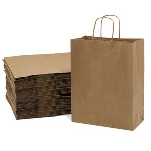 Wholesale Diy Design Gift Packaging Recyclable Kraft Paper Twist Handles Customizable Shopping Bag