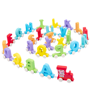 2024 New Products Macaron Color 26 Letter Small Train Solid Building Block Sets Vehicle Teaching Aids Toys For Kids Boys Girls