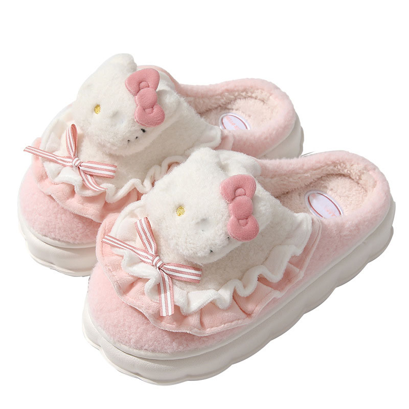 Hejin Cehua (shenzhen) Co., Ltd. High quality hot selling cotton slippers for women winter home cartoon cute kt cat warm plush slippers