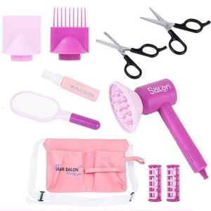 DF Pretend Play Preschool Educational Beauty Hair DIY beauty fashion toys Salon Hairdressing Tools Electric Hairdryer Set